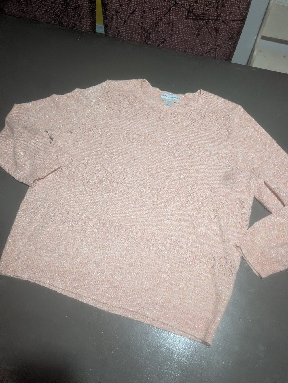 Alfred Dunner Size 1x Women's Peach Colored Sparkle Sweater Euc
